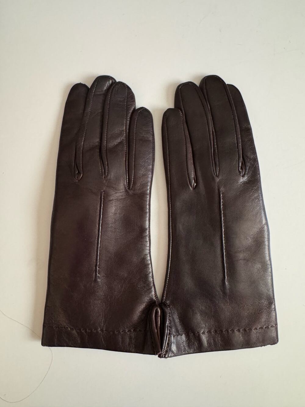 Vintage Leather Rabbit Fur Lined Gloves Fall Coffee Brown Women’s 8 M NWT